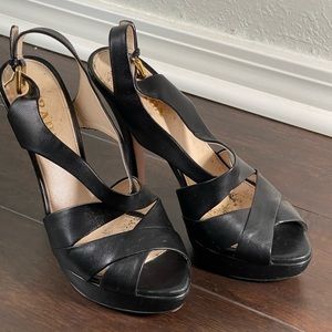 Black Leather Prada Heels/Sandals